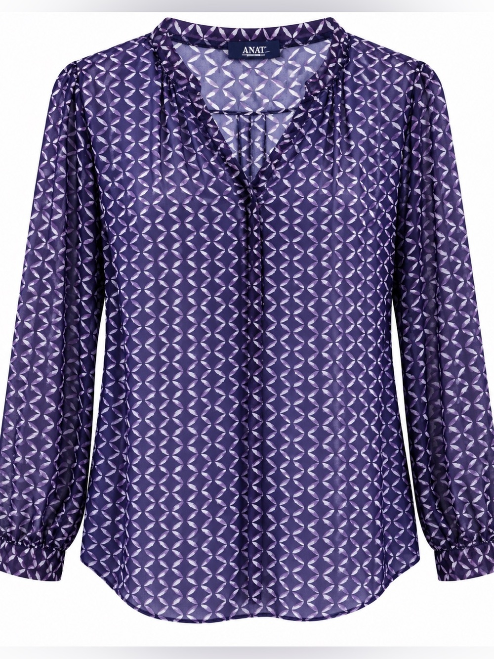 ANAT Navy Geometric Print Blouse